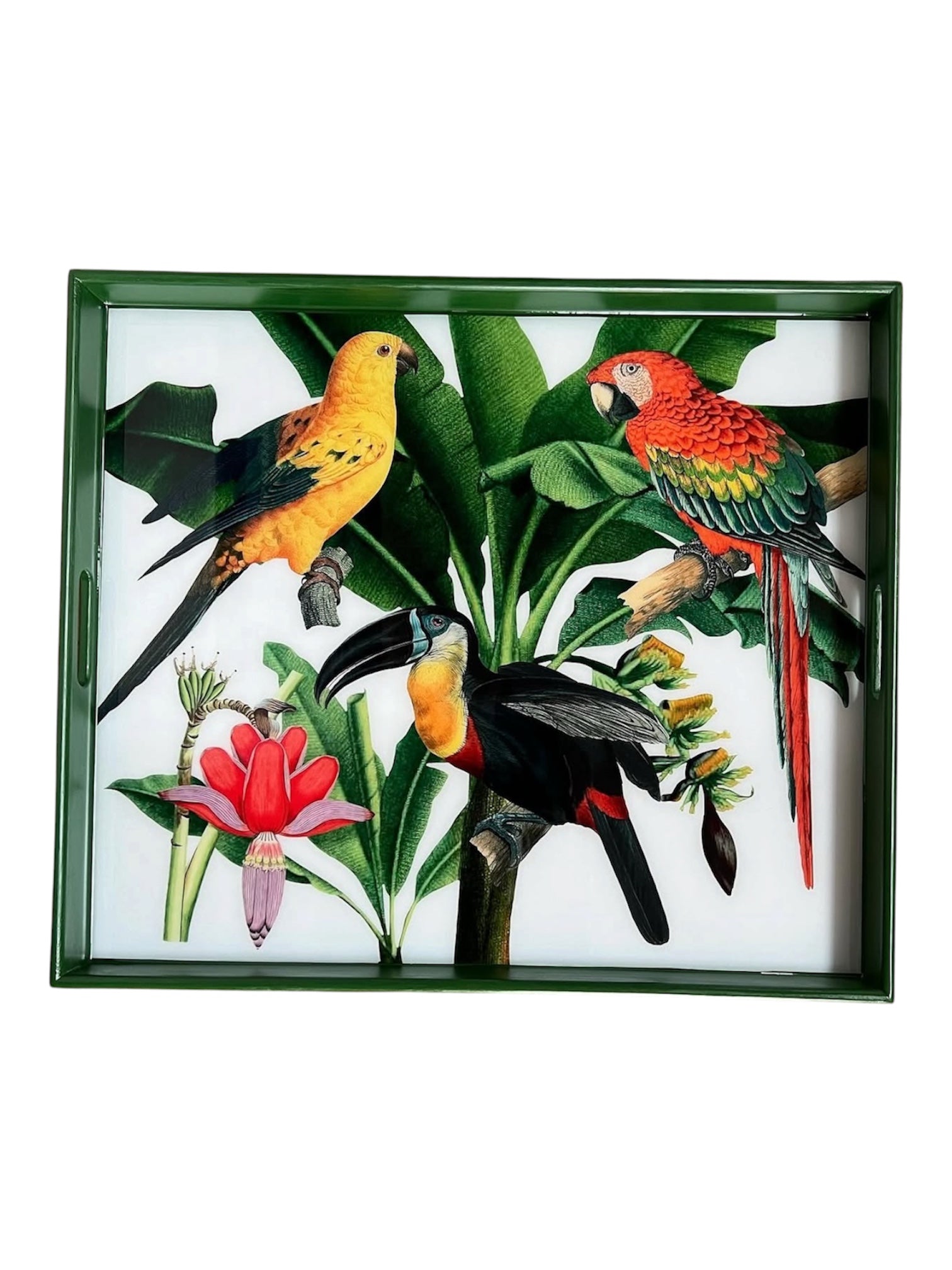 Tropical Paradise Luxury Serving Tray – Handcrafted Resin-on-Wood