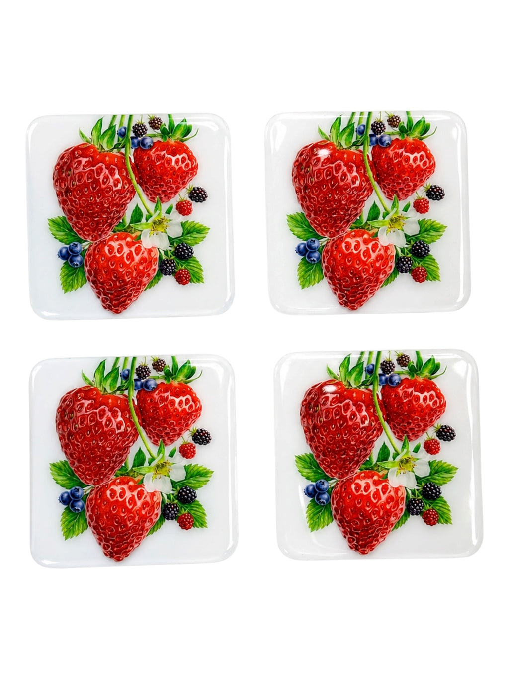 Strawberry & Berry Bliss Luxury Coasters – Handcrafted Resin-on-Wood
