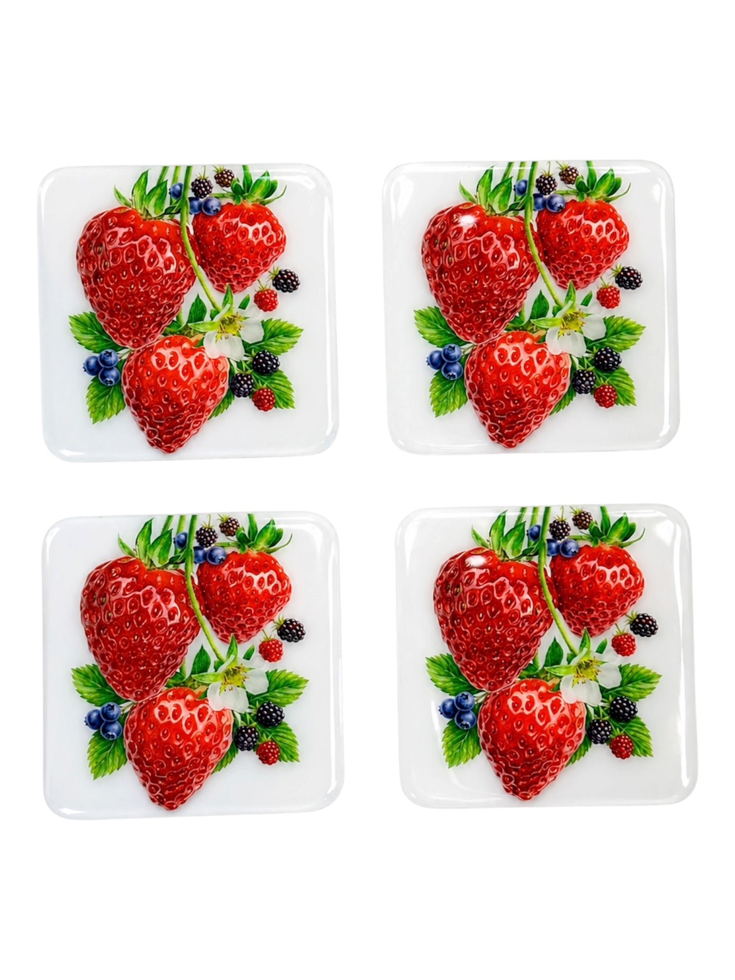 Strawberry & Berry Bliss Luxury Coasters – Handcrafted Resin-on-Wood