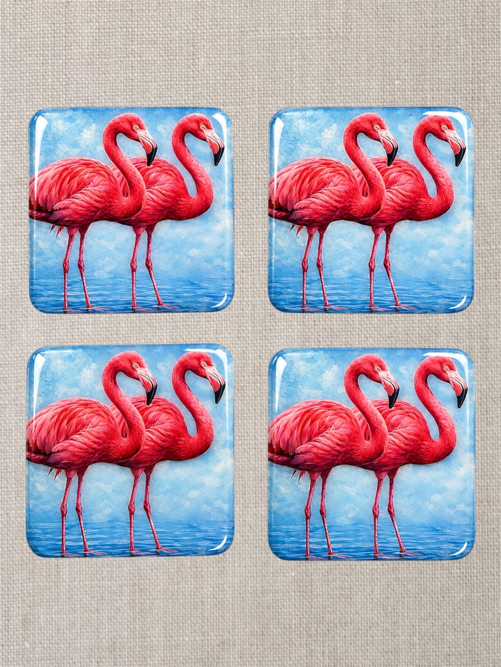 Royal Flamingos Luxury Coasters – Handcrafted Table Art