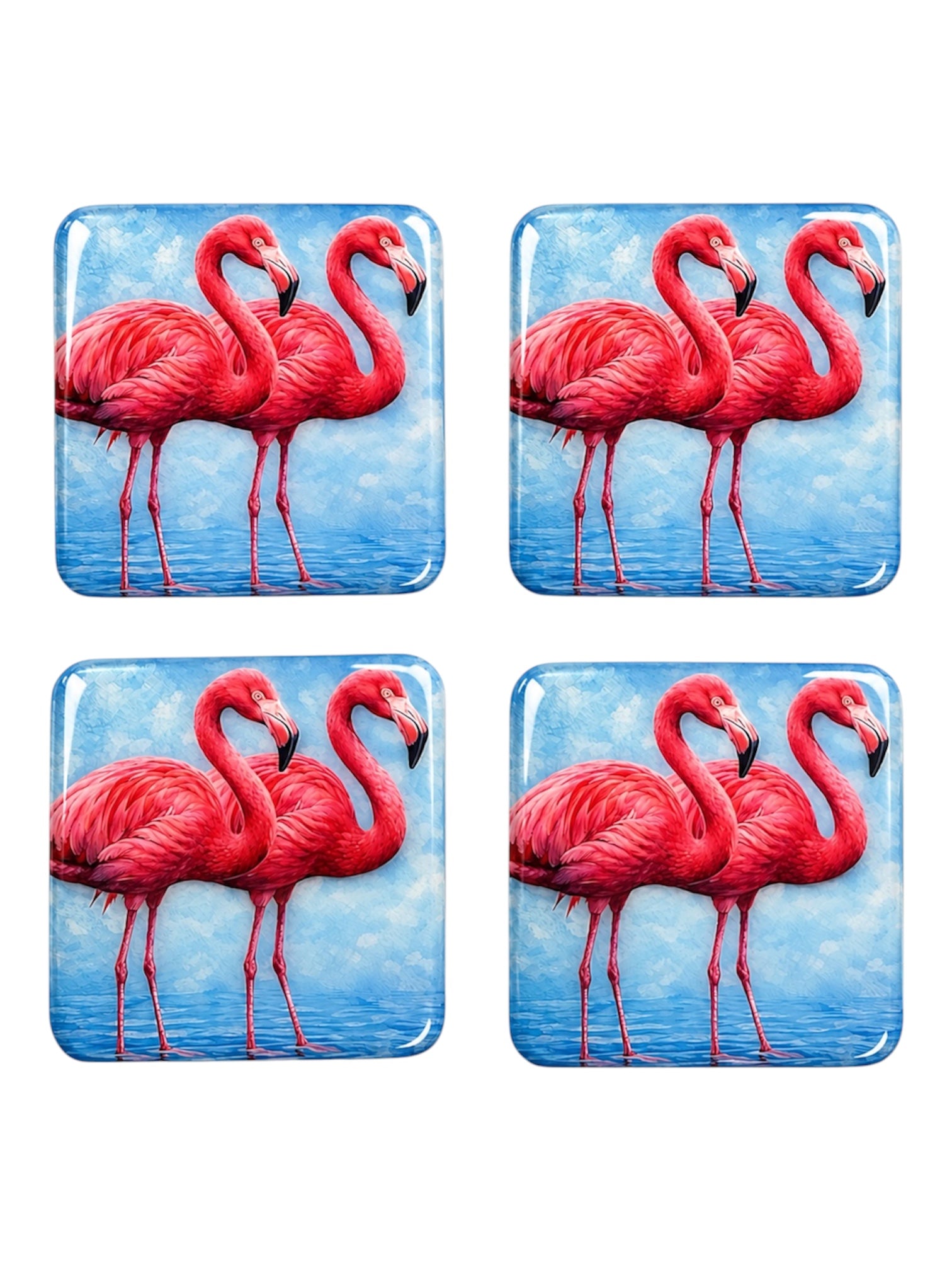 Royal Flamingos Luxury Coasters – Handcrafted Table Art