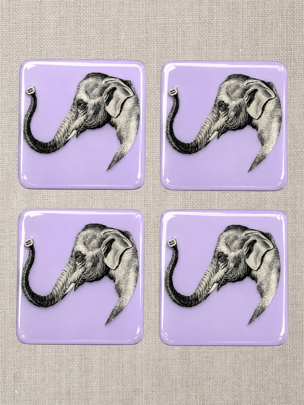 Safari Elephant Coasters - Handcrafted Resin-on-Wood Table Decor