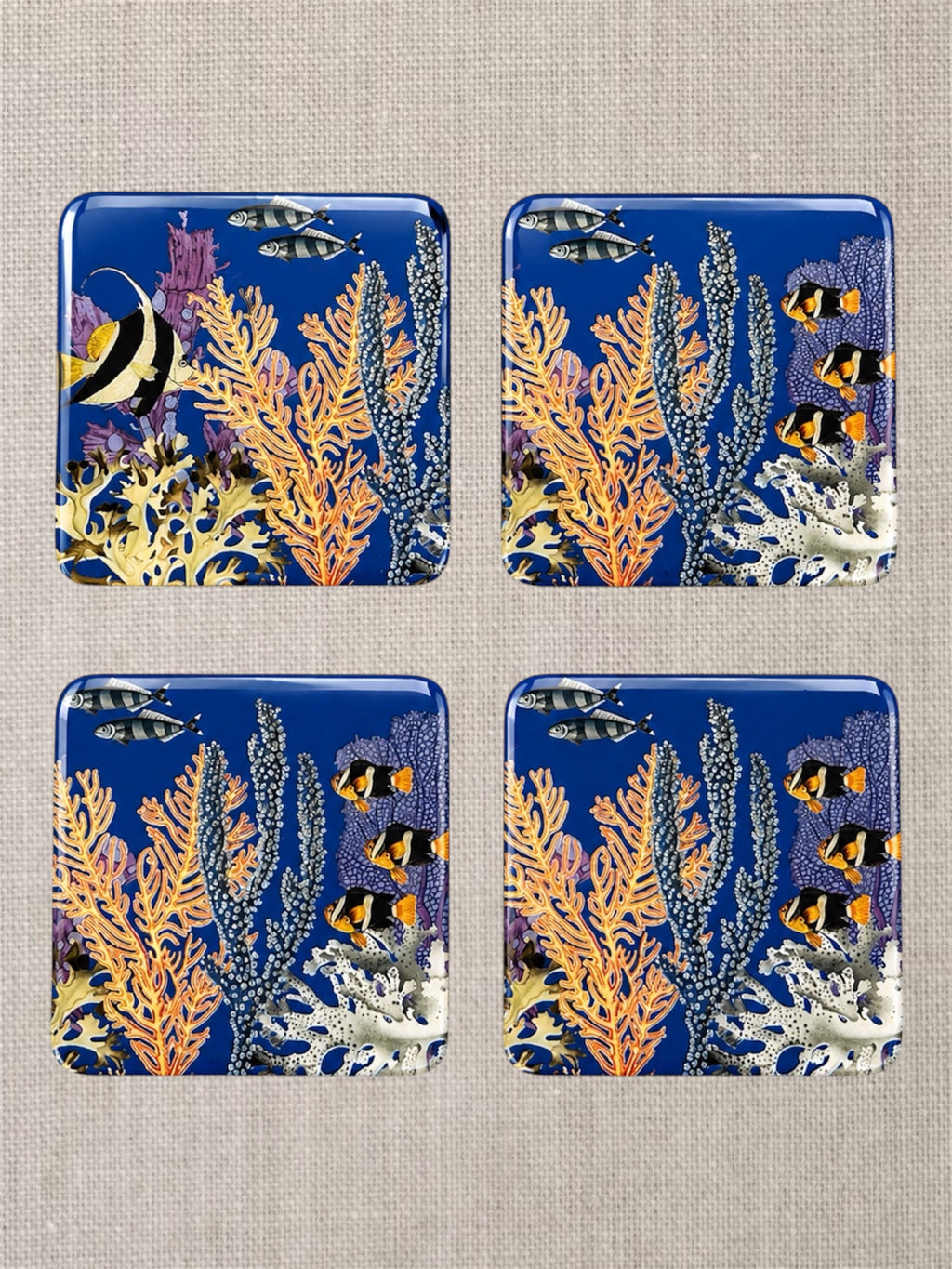 Reef Ocean Resin Coasters  Handcrafted Marine Art for Luxury Tables