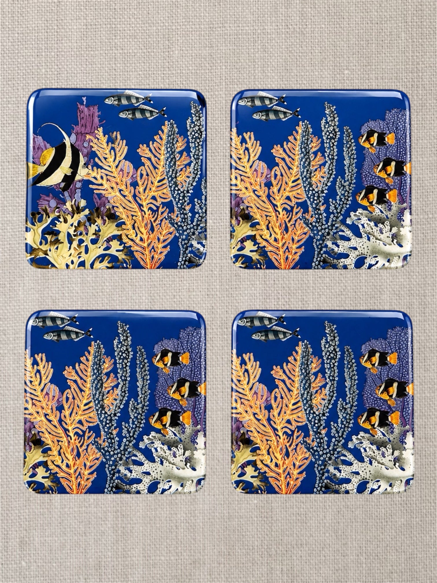 Reef Ocean Resin Coasters  Handcrafted Marine Art for Luxury Tables