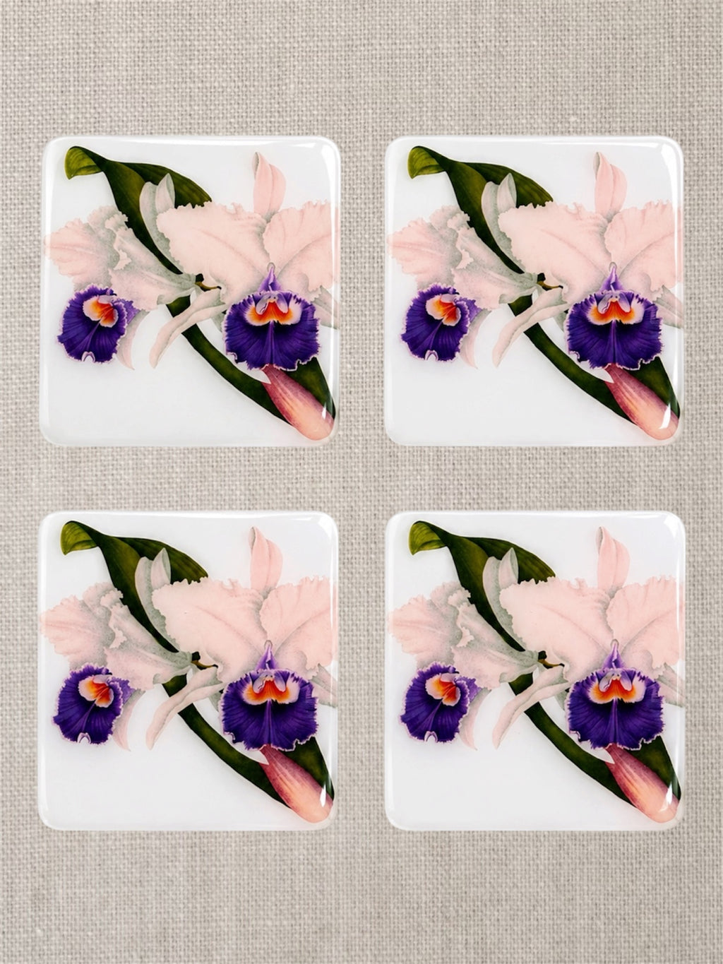 Violet Orchids Luxury Coaster – Handcrafted Resin-on-Wood