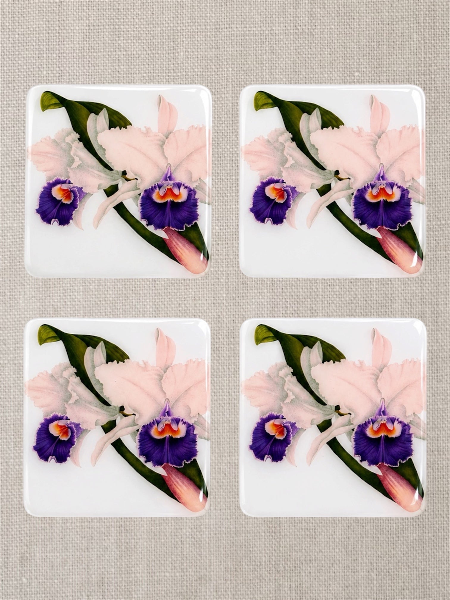 Violet Orchids Luxury Coaster – Handcrafted Resin-on-Wood