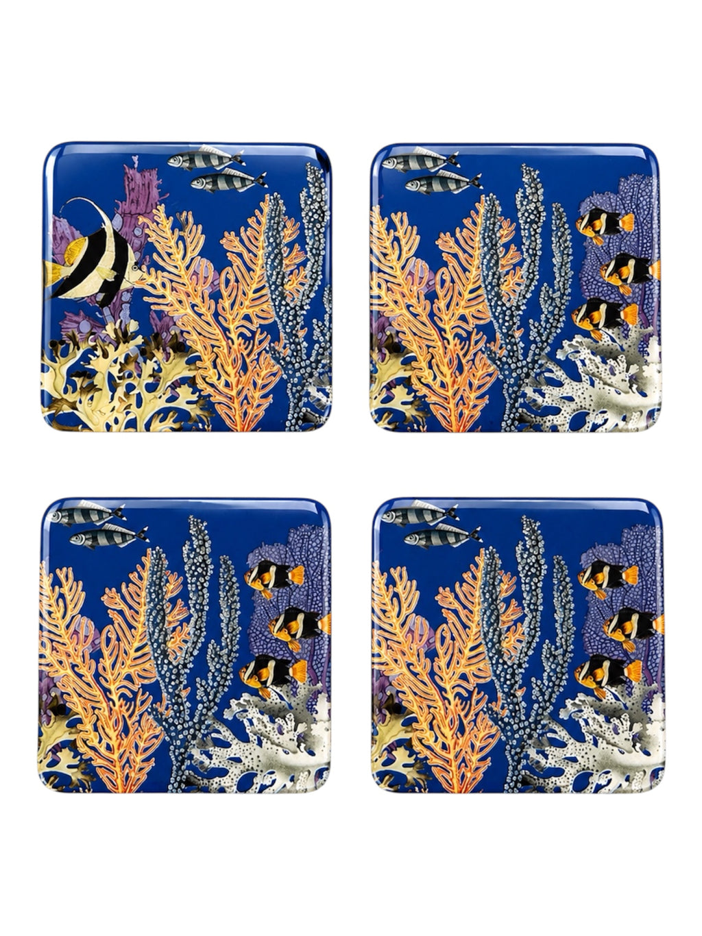 Reef Ocean Resin Coasters  Handcrafted Marine Art for Luxury Tables