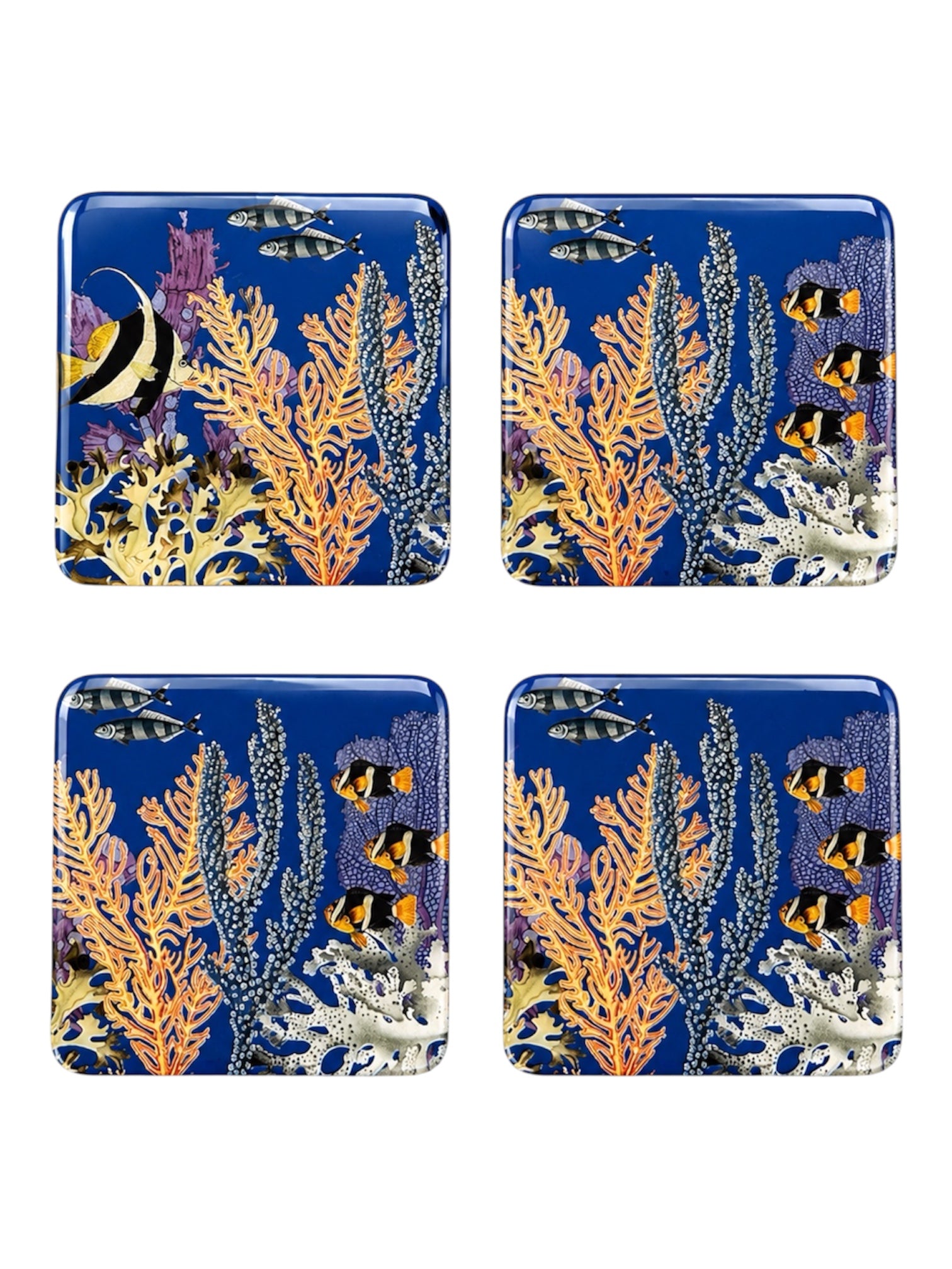 Reef Ocean Resin Coasters  Handcrafted Marine Art for Luxury Tables