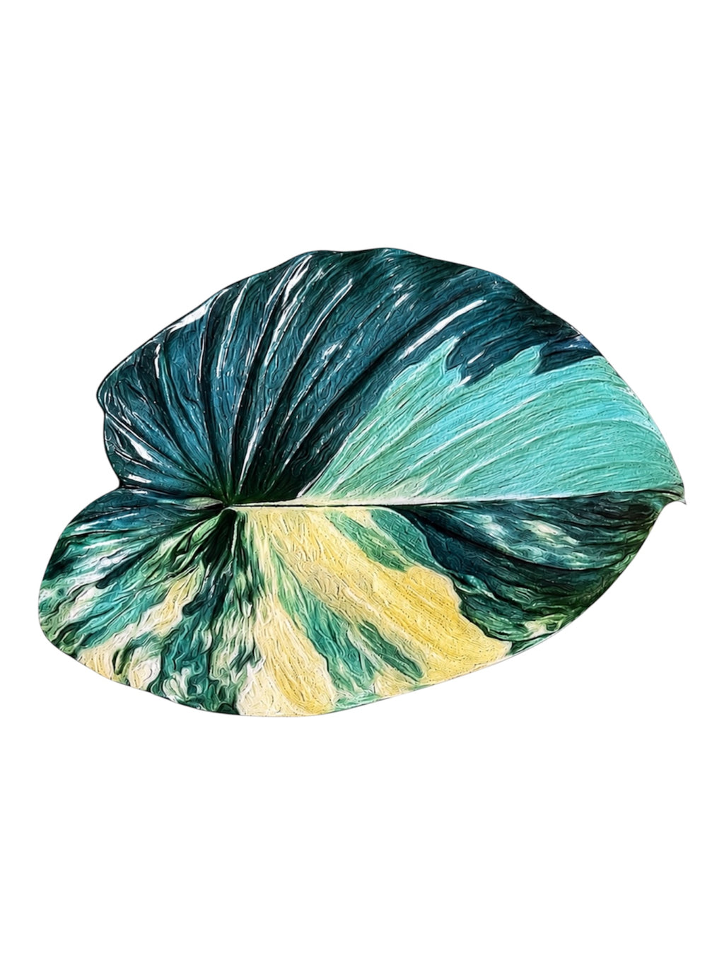 Heart-Shaped Variegated Leaf Luxury Centerpiece – Handcrafted Resin-on-Wood