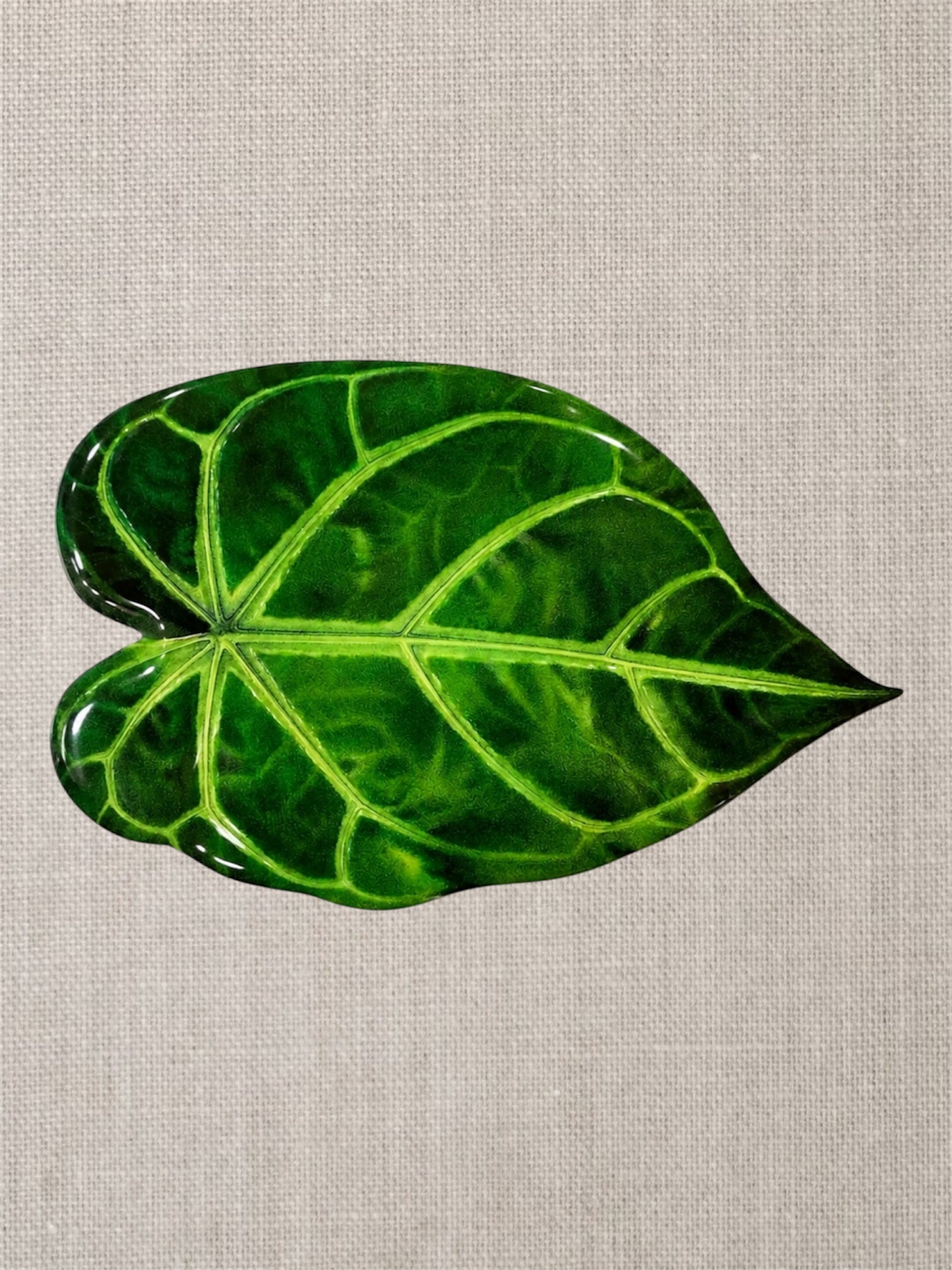 Green Anthurium Leaf Luxury Centerpiece – Handcrafted Resin-on-Wood
