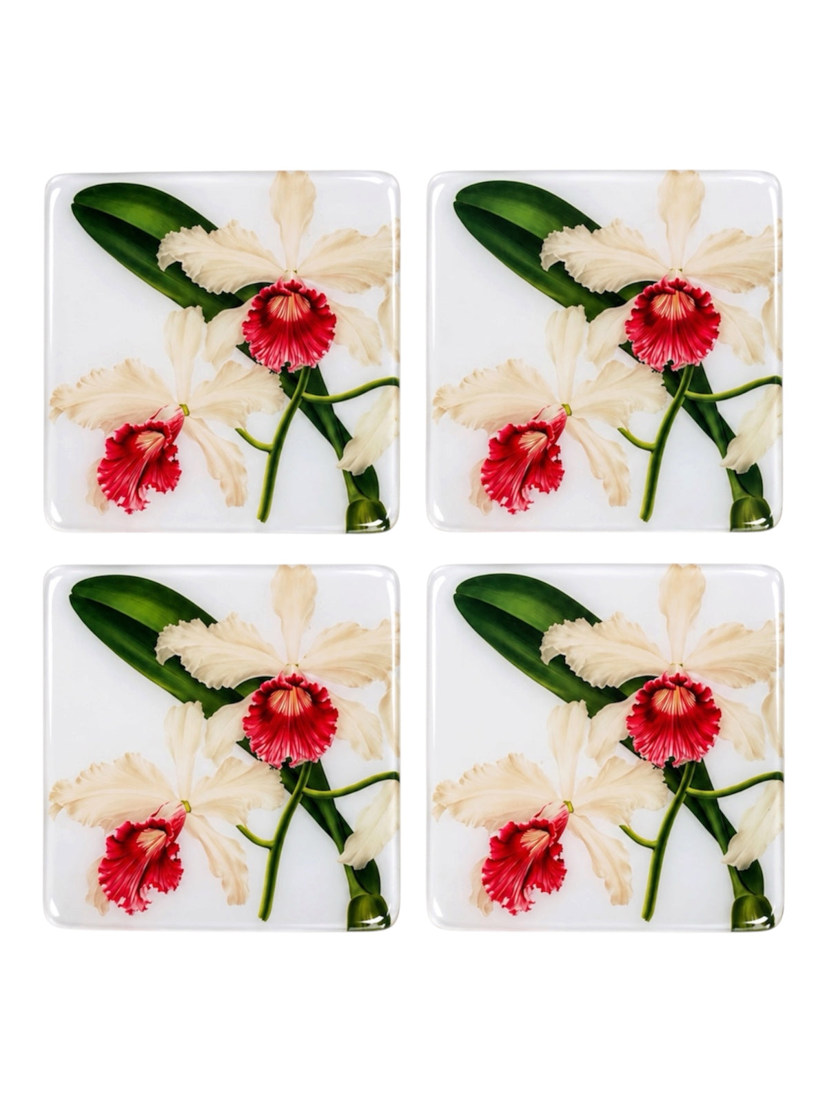 White Orchid Coasters | Handmade Floral Table Decor