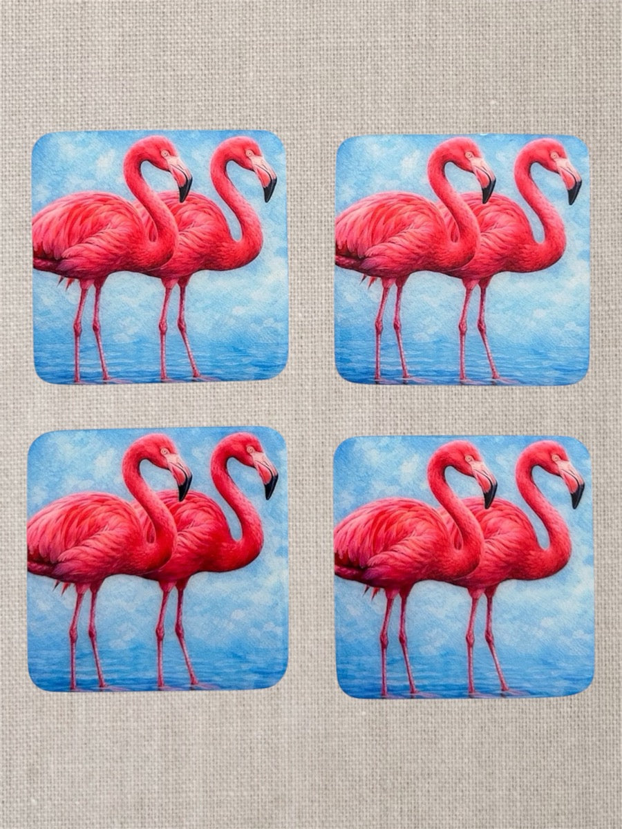 Royal Flamingos Luxury Coasters – Handcrafted Table Art