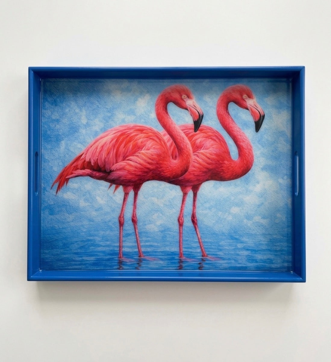 Handcrafted Royal Flamingos Coastal Resin Tray – Tropical Home Decor