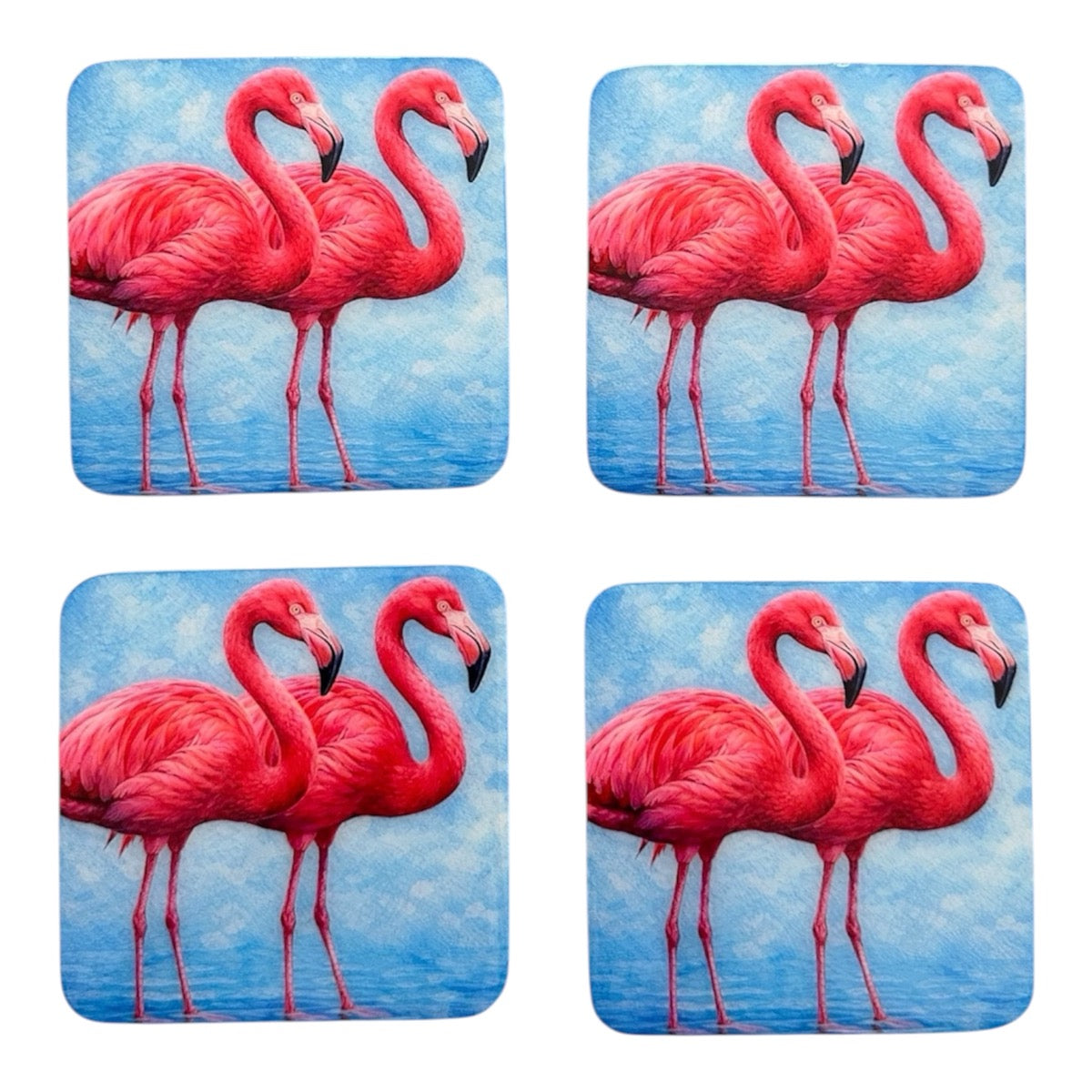 Royal Flamingos Luxury Coasters – Handcrafted Table Art