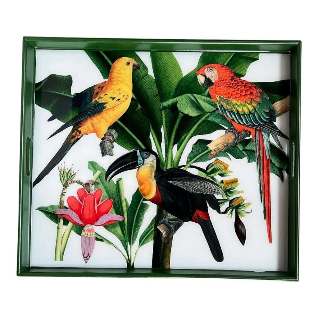 Tropical Paradise Luxury Serving Tray – Handcrafted Resin-on-Wood