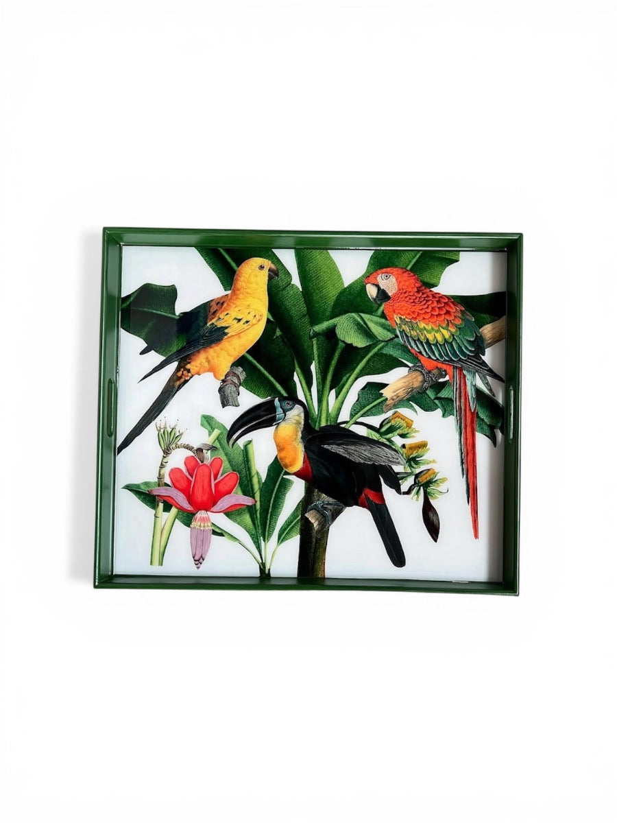 Tropical Paradise Luxury Serving Tray – Handcrafted Resin-on-Wood