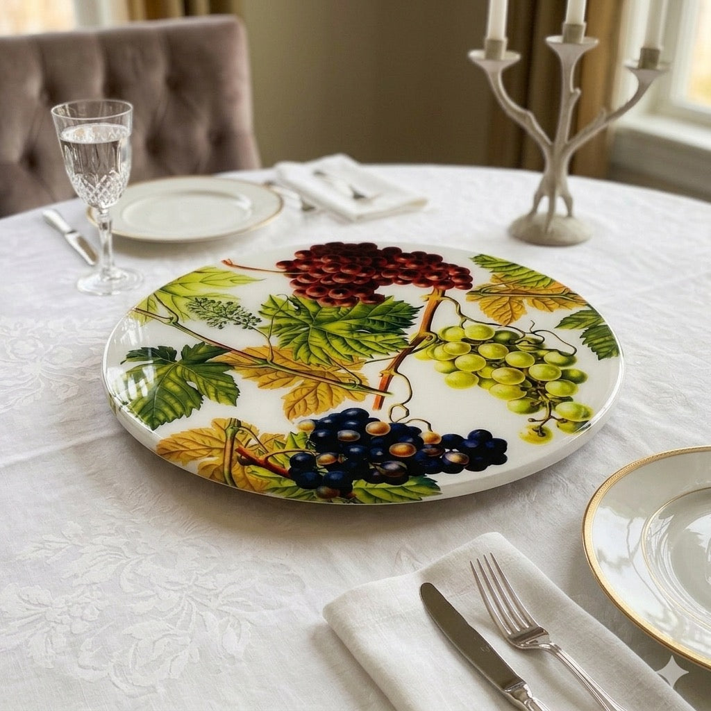 Grapes & Vines Luxury Resin Lazy Susan – Handcrafted Table Art