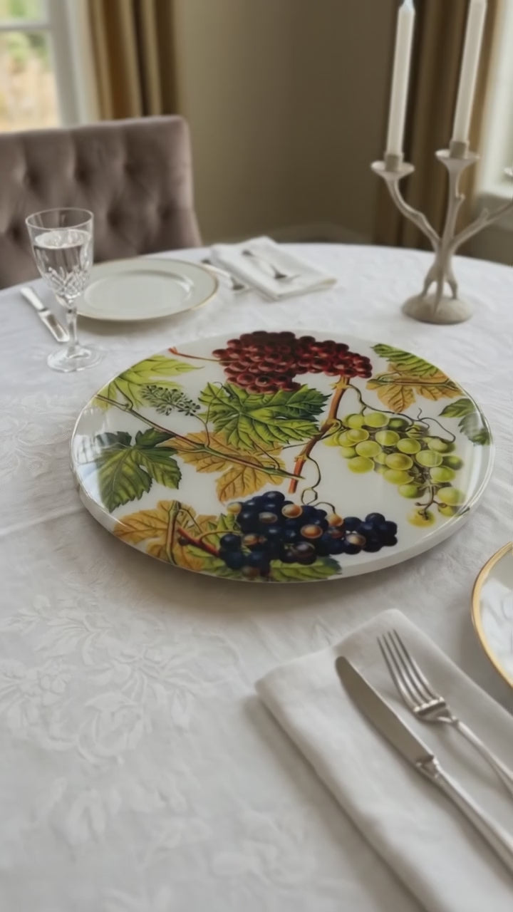 Grapes & Vines Luxury Resin Lazy Susan – Handcrafted Table Art