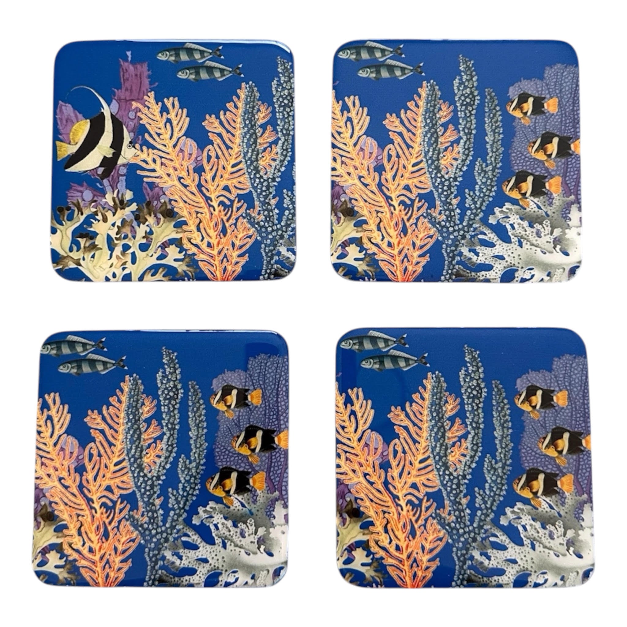 Handcrafted Coral Reef Resin Coasters