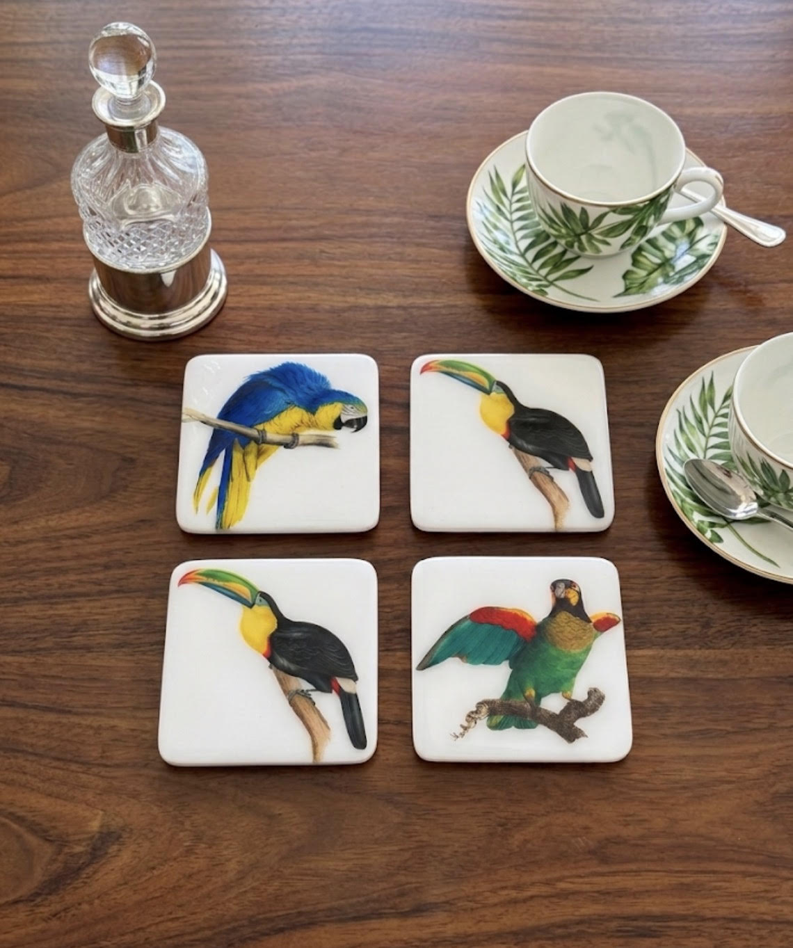 Handcrafted Coasters: Tropical Birds Collection