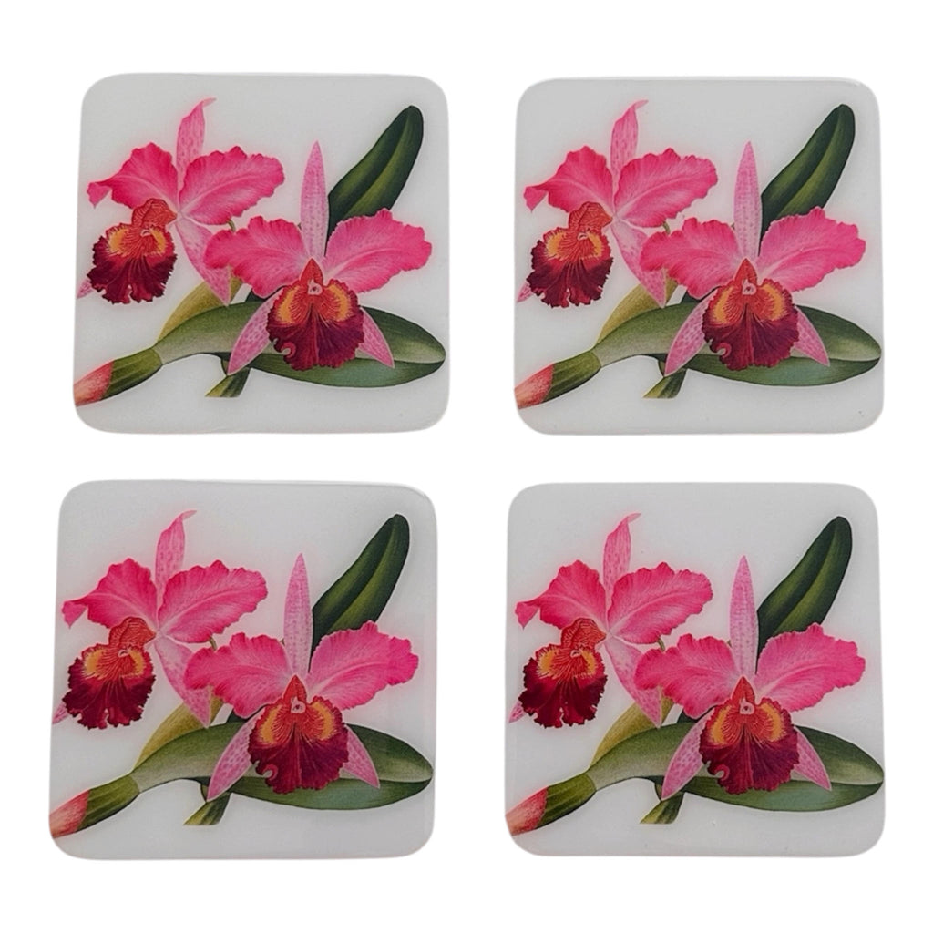Handcrafted Coasters: Orchid Rose Collection